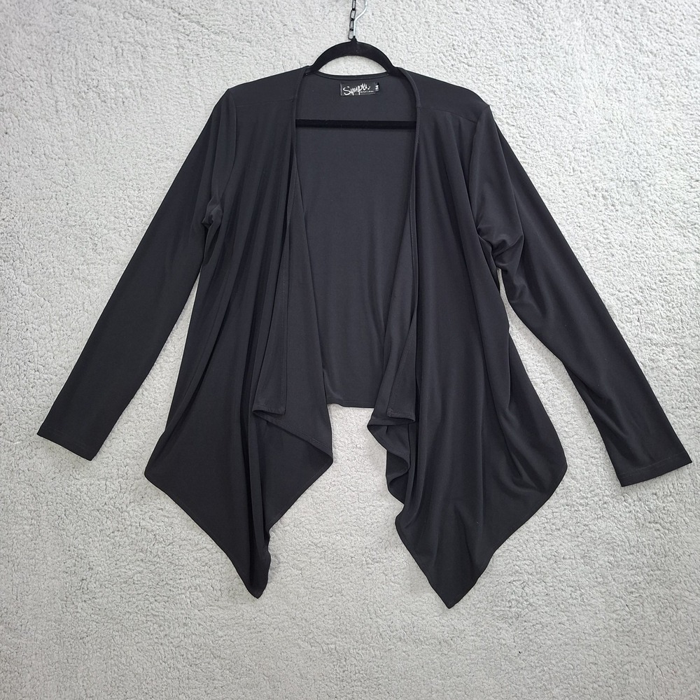 Sympli Long Canada Cardigan Open Jacket Jersey Black Size 14 Drapey Travel